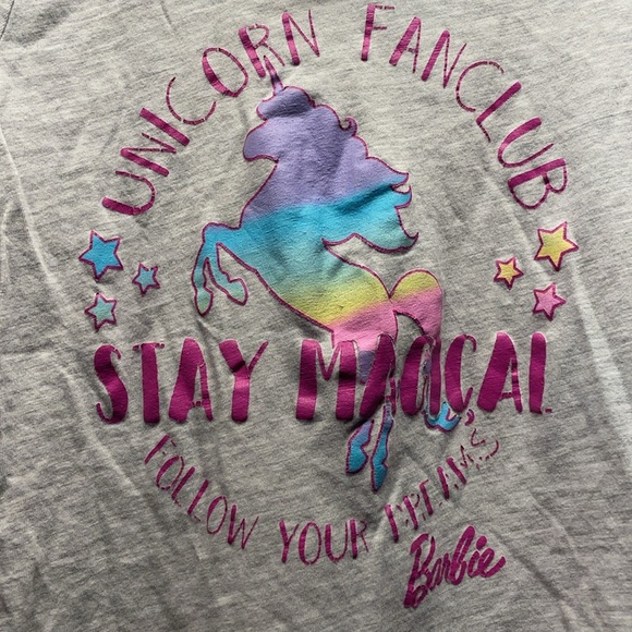 BARBIE unicorn fan club Stay Magical Follow your Dreams Barbie Pink sz 7-8 Med - Picture 3 of 6